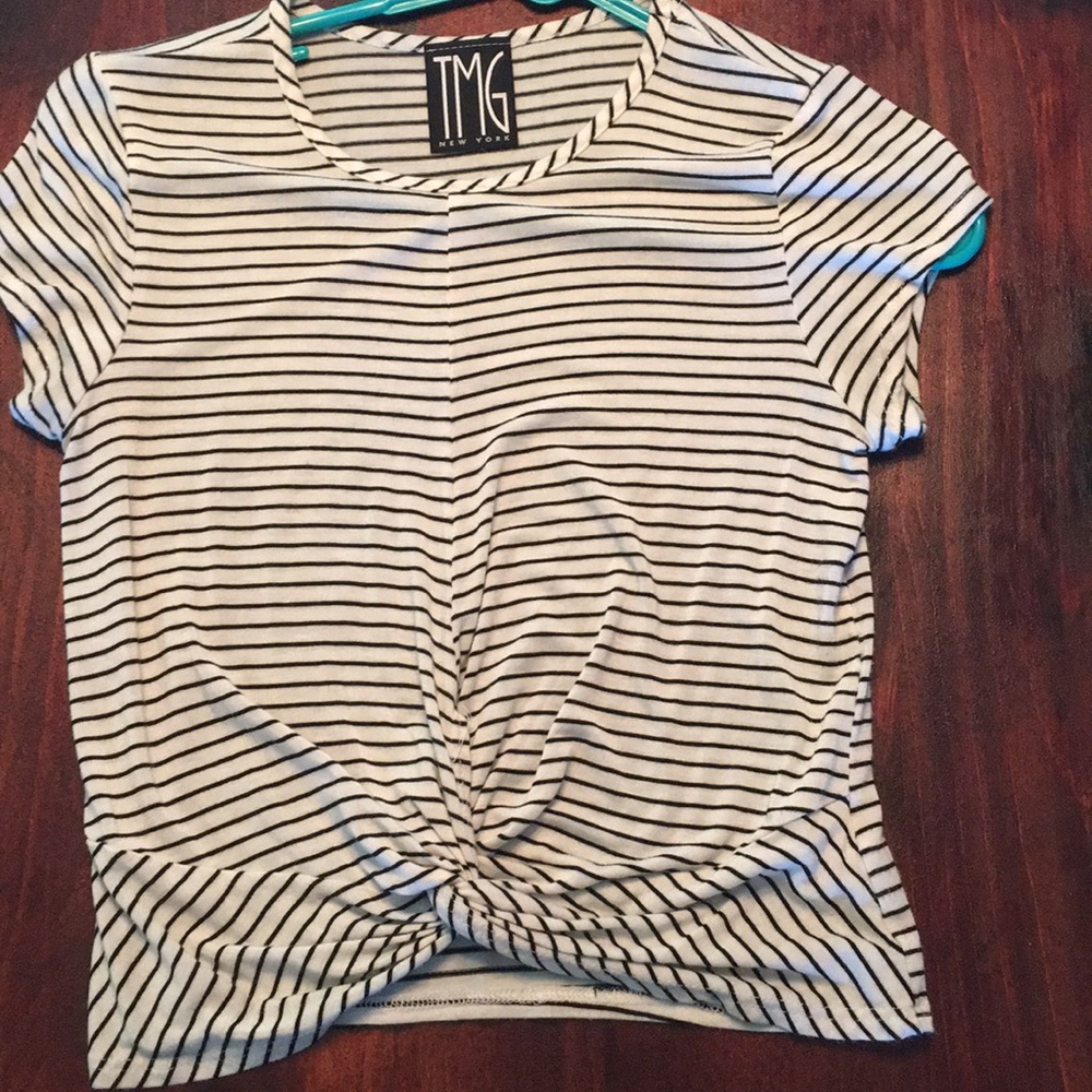Black and white striped crop top